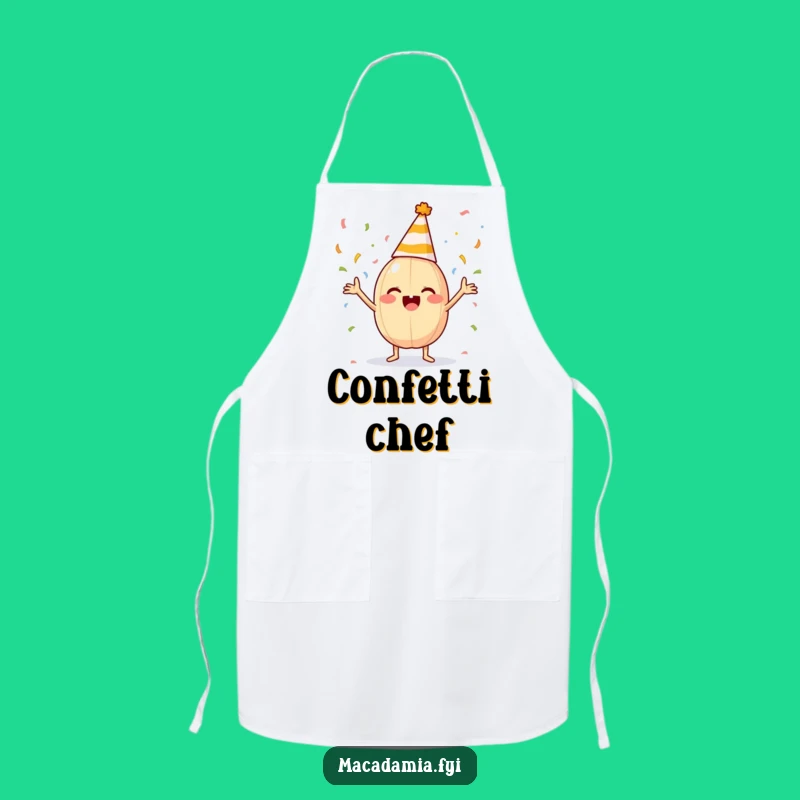 Funny Macadamia Nut Party Hat Confetti Apron: Cook Up a Celebration