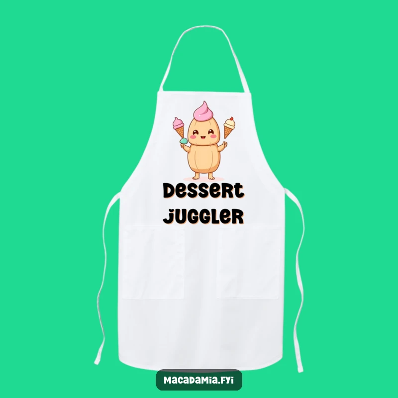 Funny Kawaii Macadamia Nut Ice Cream Juggling Apron - Chef's Hilarious Kitchen Gift
