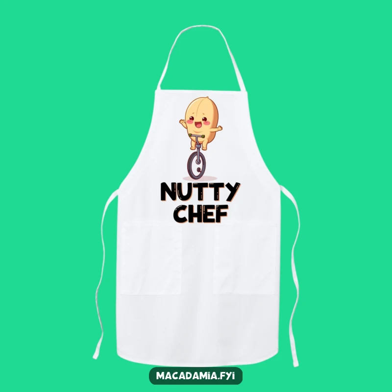 Funny Macadamia Nut Unicycle Apron - Kitchen Humor for Cooking Nutty Delights Gift