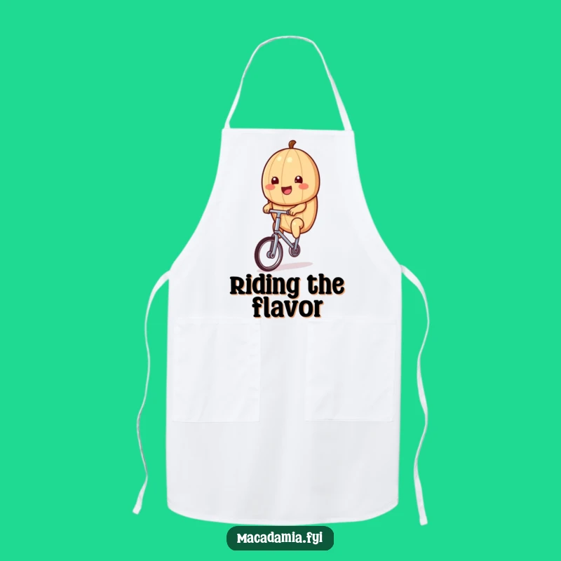 Funny Kawaii Macadamia Nut Unicycle Apron - Kitchen Humor for Chefs
