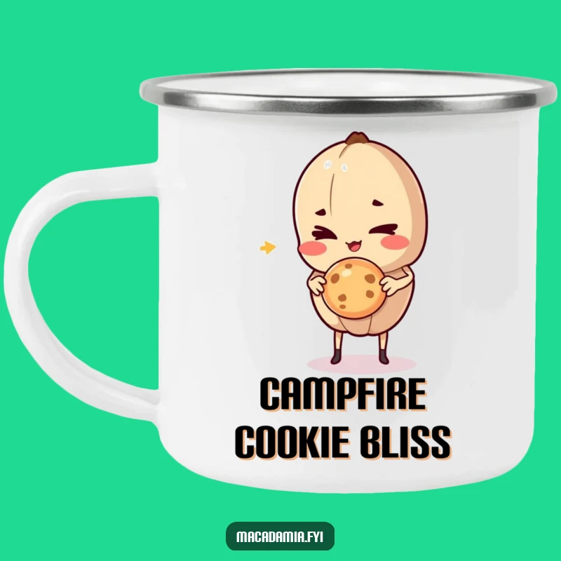 Funny Macadamia Nut Cookie Camping Mug: Mischievous Treat Cup