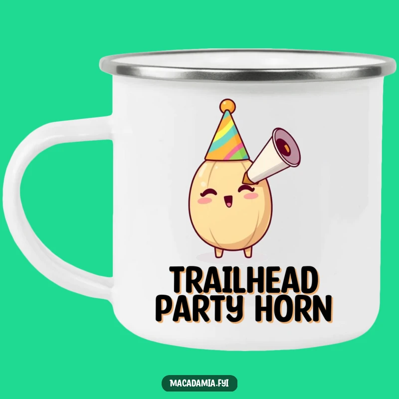 Durable Funny Macadamia Nut Party Horn Camping Mug: Adventure with Nutty Merriment