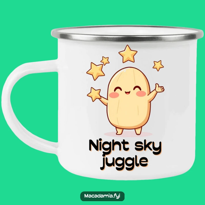 Funny Juggling Star Nut Camping Mug - Rosy Cheeked Celestial Outdoor Gift