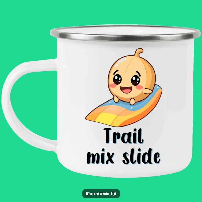 Funny Macadamia Nut Rainbow Camping Mug - Googly Eye Nut Outdoor Gift