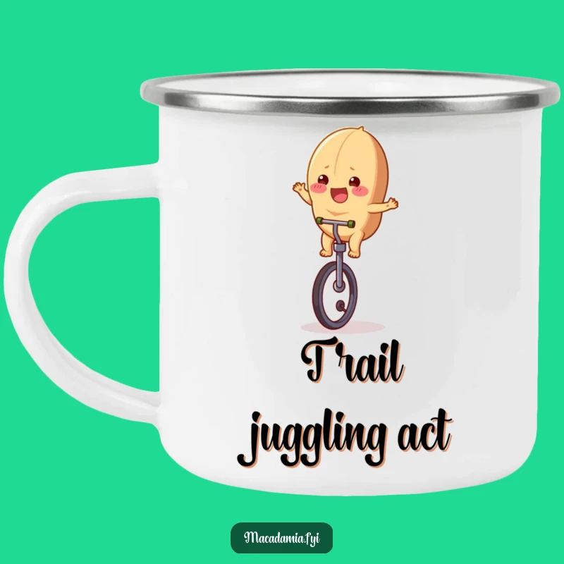Funny Macadamia Nut Unicycle Camping Mug - Durable & Humorous Outdoor Adventure Gift