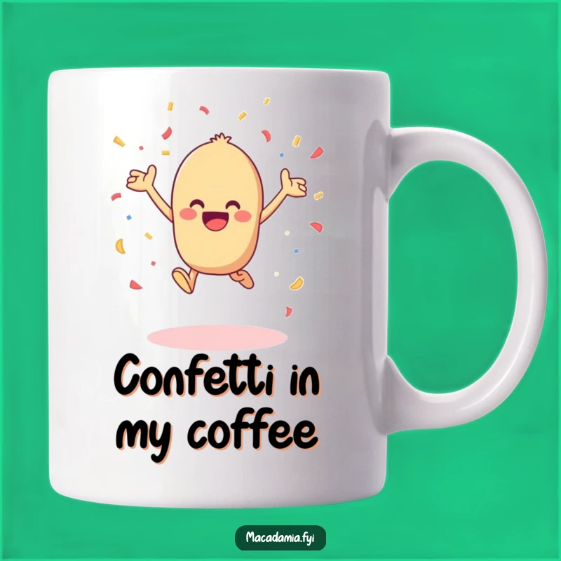 Funny Kawaii Macadamia Nut Confetti Mug - Joyful Celebration Gift for Happiness