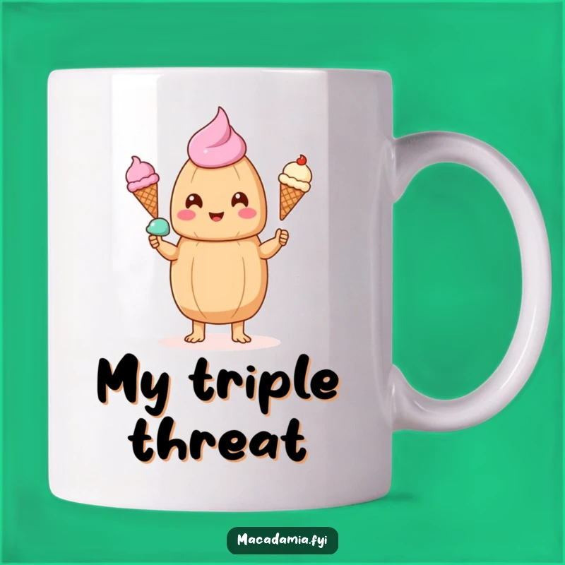 Funny Kawaii Macadamia Nut Juggling Ice Cream Mug - Perfect Happy Gift for Treat Lovers