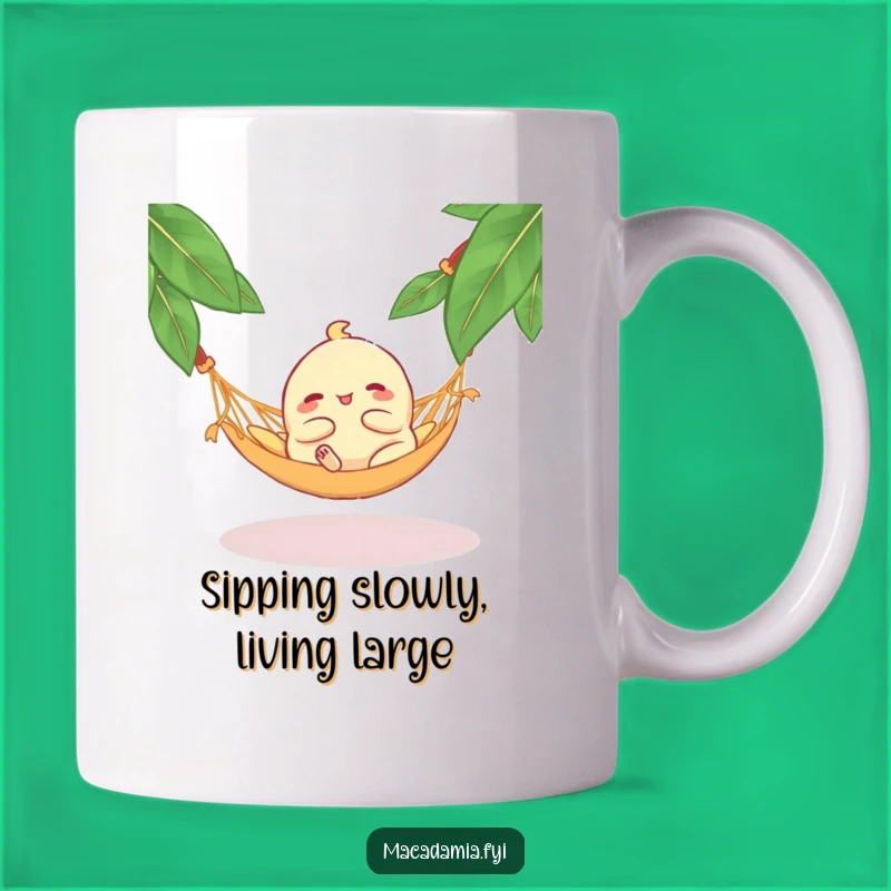 Funny Macadamia Nut Hammock Mug: Blissful Nut Lounging, Perfect Relaxing Funny Gift