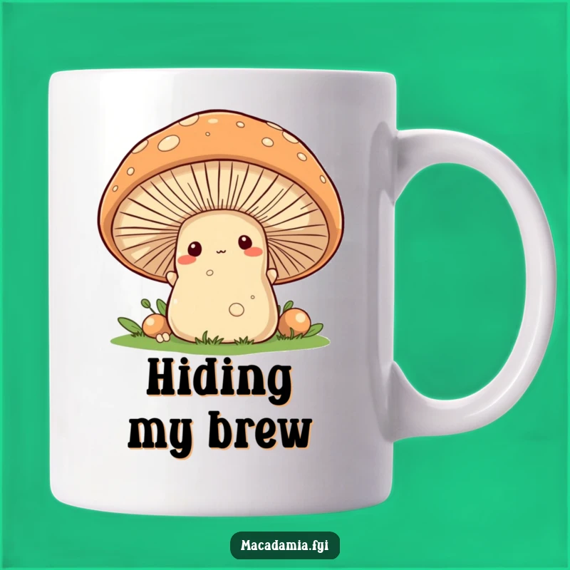 Funny Macadamia Nut Mushroom Peek Mug - Whimsical & Hilarious Nutty Gift