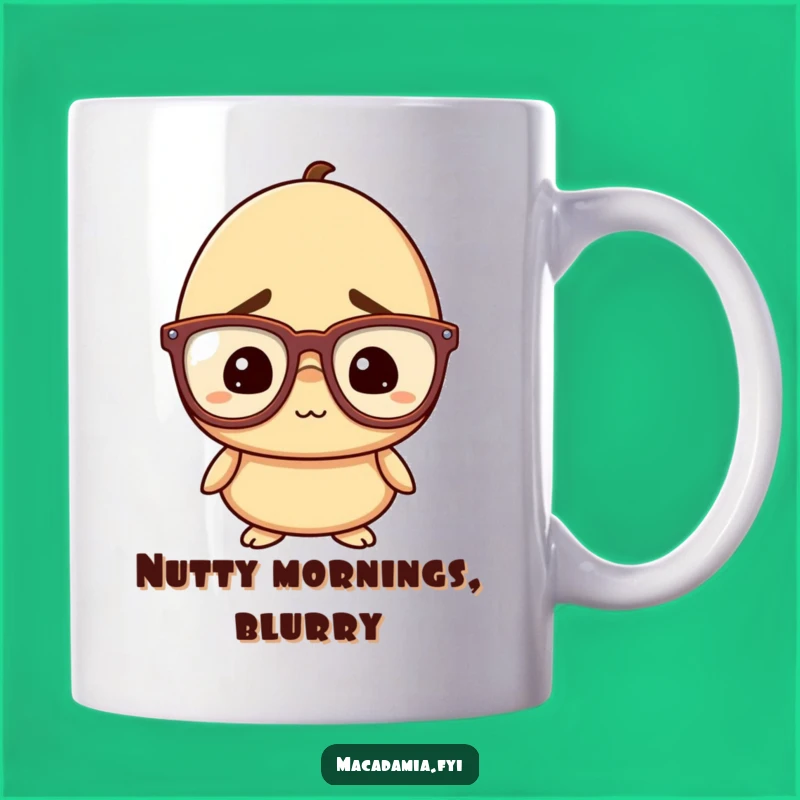 Funny Nut Mug: Confused Macadamia Nut & Hilarious Glasses Gift