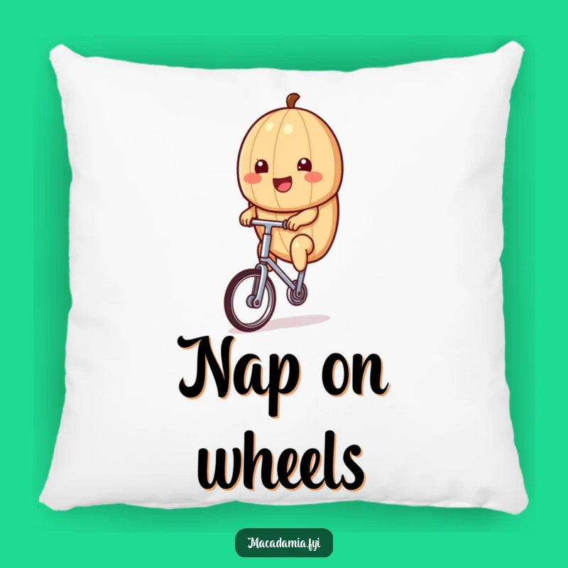 Funny Kawaii Macadamia Nut Unicycle Pillow - Cozy & Comical Comfort