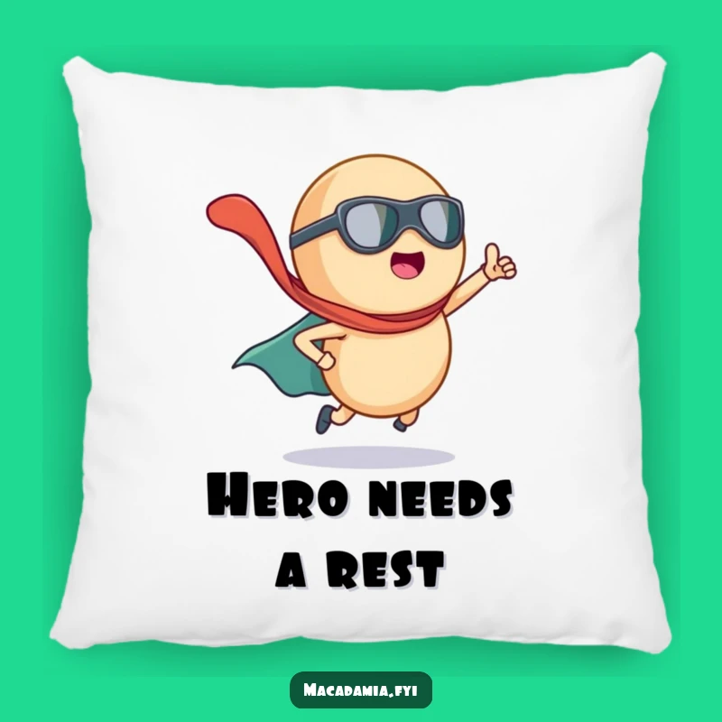 Funny Macadamia Nut Superhero Pillow: Cozy Up with Heroic Nut for Hilarious Comfort