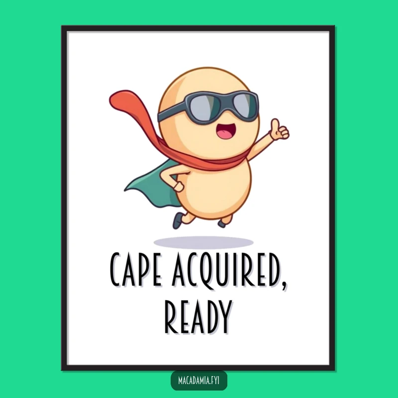 Funny Macadamia Nut Superhero Digital Art: Instant Heroic Nut Download for Epic Decor