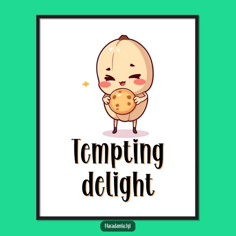 Funny Macadamia Nut Cookie Digital Art: Mischievous Treat Print