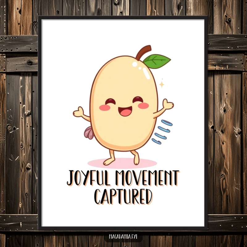 Funny Macadamia Nut Dancer Digital Art: A cheerful macadamia nut with a spring, captured mid-dance in a vibrant and humorous digital illustration.