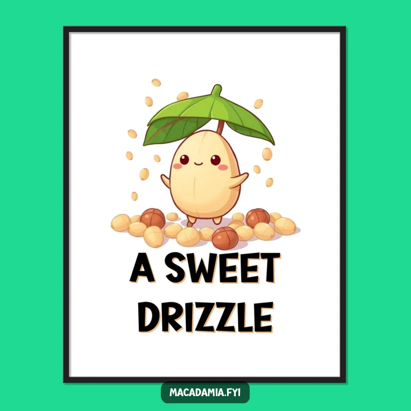 Funny Macadamia Nut Drizzle Digital Art - Instant Hilarious Nutty Character Download!