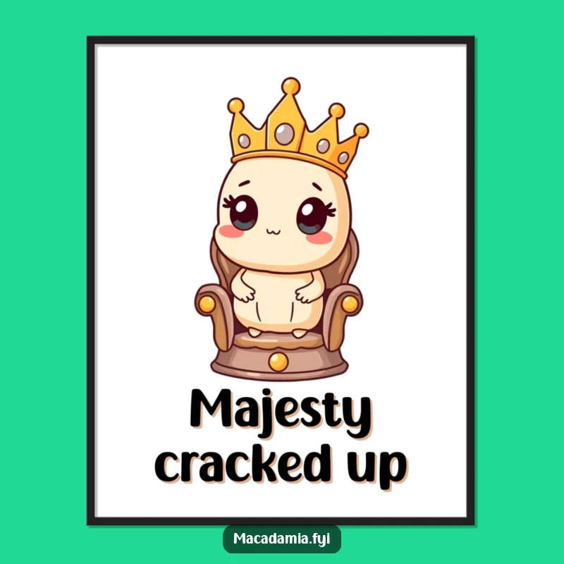Funny Macadamia Nut King Digital Art - Regal Nut Character Print