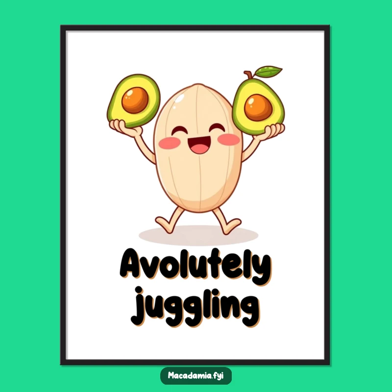 Funny Nutty Avocado Juggling Digital Art: Instant Whimsy for Walls