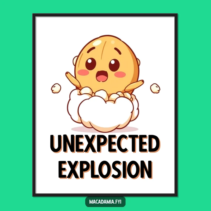 Funny Popcorn Nut Digital Art: Surprising Burst for Walls, Unique Gift