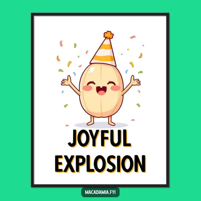 Funny Macadamia Nut Party Hat Confetti Digital Art: Instant Celebration