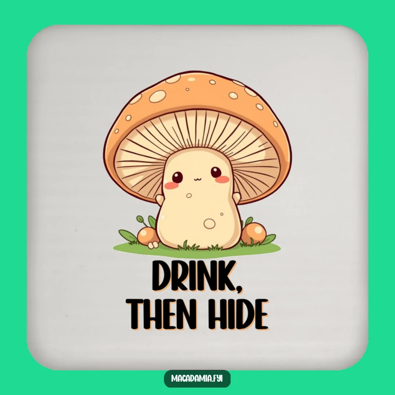 Funny Macadamia Nut Mushroom Peek Coaster - Protect with Playfulness!