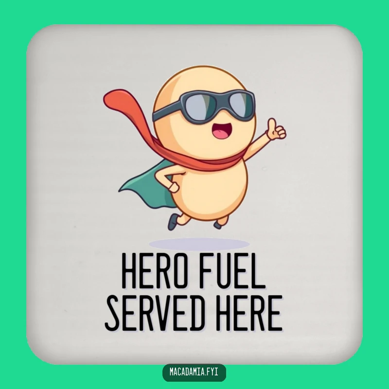 Funny Macadamia Nut Superhero Coasters: Protect Your Table with Heroic Nutty Flair