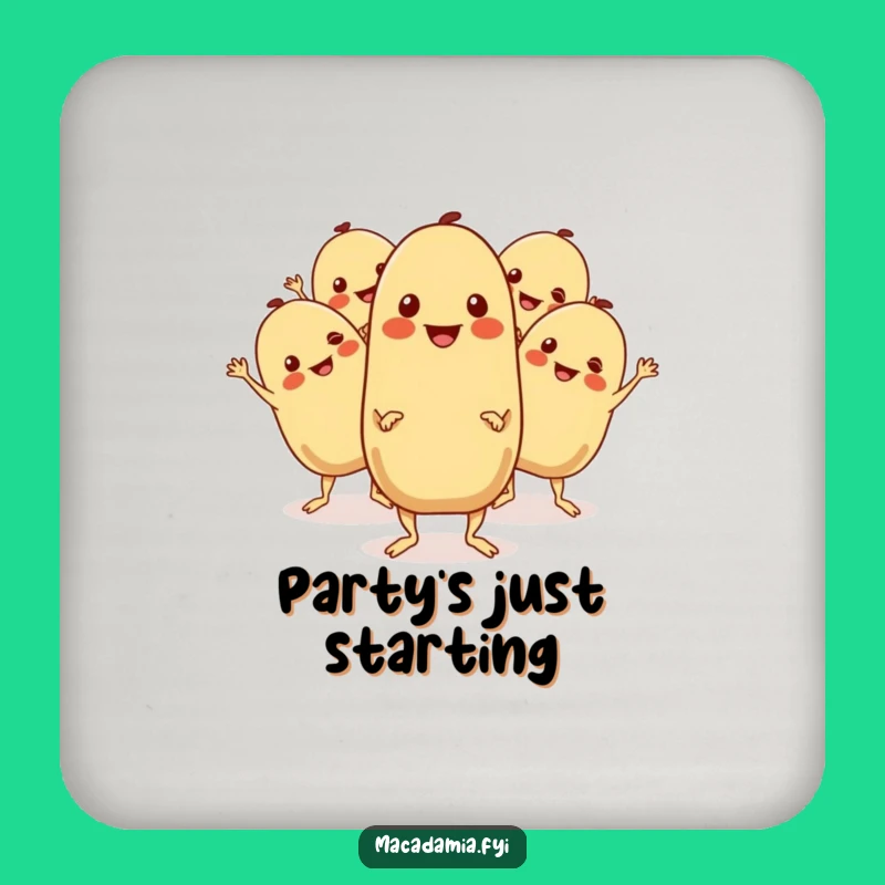 Funny Macadamia Nuts Boogie Coaster: Protect Surfaces with Dance Party Charm.