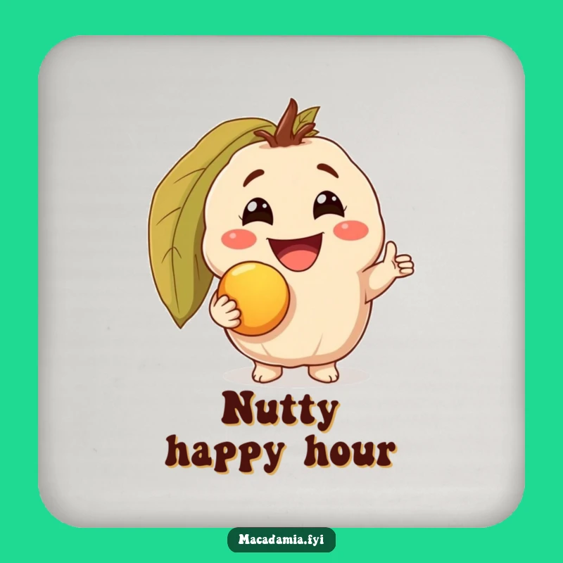 Funny Nutty Success Coaster: Macadamia Triumph & Gold Nut, Chic Humorous Decor