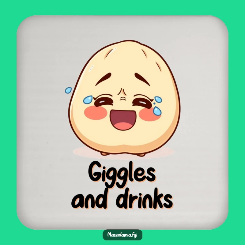 Funny Laughing Macadamia Nut Coaster - Hilarious Tears Drink Protection