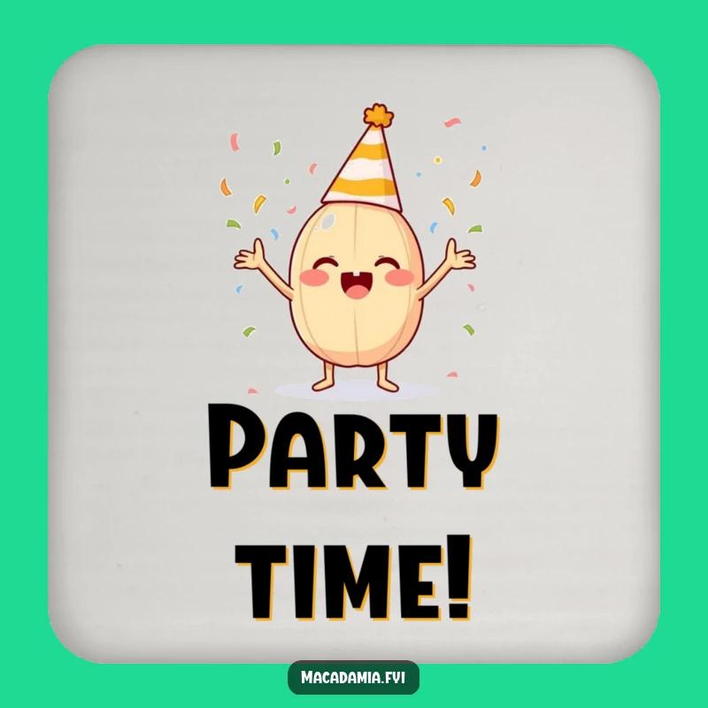 Funny Macadamia Nut Party Hat Confetti Coaster: Cheers to Fun!