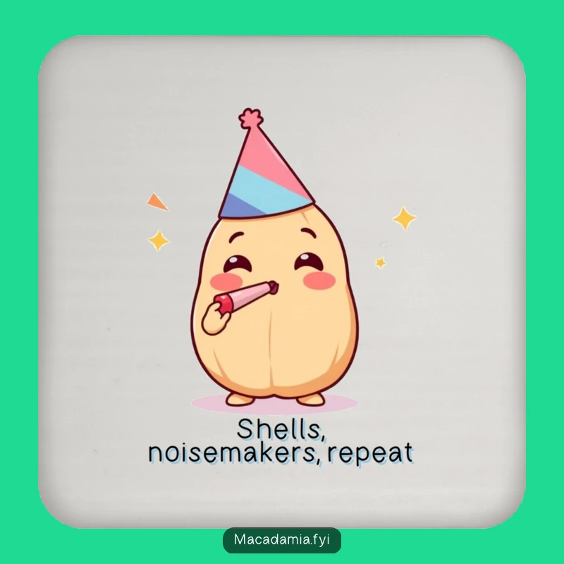 Funny Kawaii Macadamia Nut Party Coaster Set: Protect Surfaces with Pizzazz