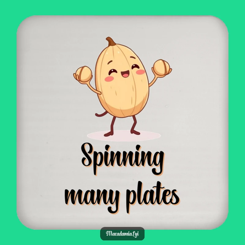 Funny Macadamia Nut Juggling Coaster: Protect Surfaces with Nutty Humor.