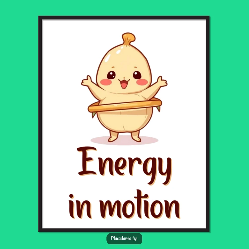 Funny Kawaii Nut Art Print: Hula Hoop Fun, Cheerful Decor Funny Gift