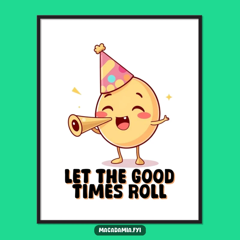 Funny Macadamia Nut Party Hat Poster: Festive Wall Art for Party Lovers