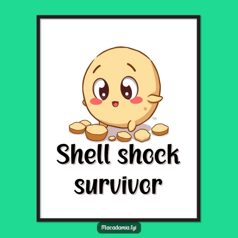 Funny Macadamia Nut Tripping Poster: Whimsical Wall Art for the Endearingly Clumsy.