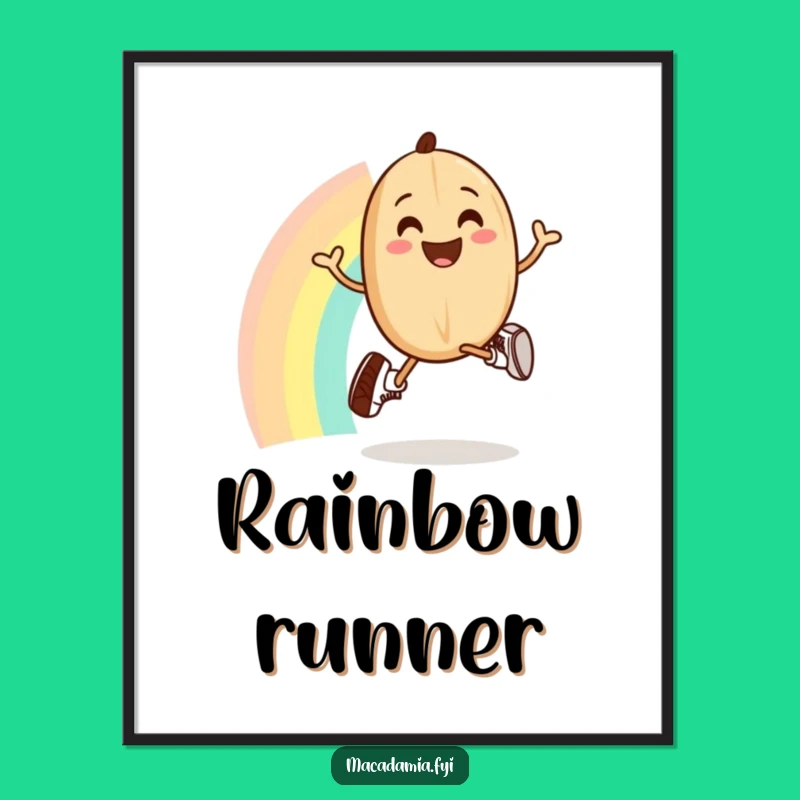 Funny Macadamia Nut Rainbow Jogging Poster: Motivational Art for Your Walls