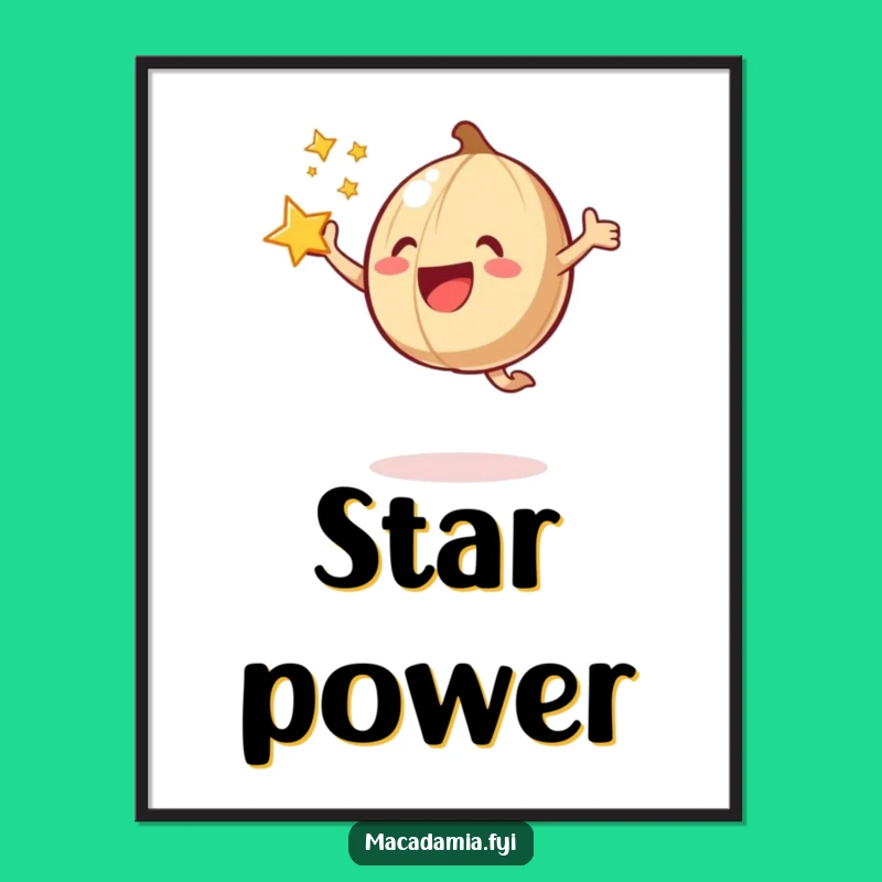 Funny Macadamia Nut Joyful Jump Star Poster: Art That Shines!