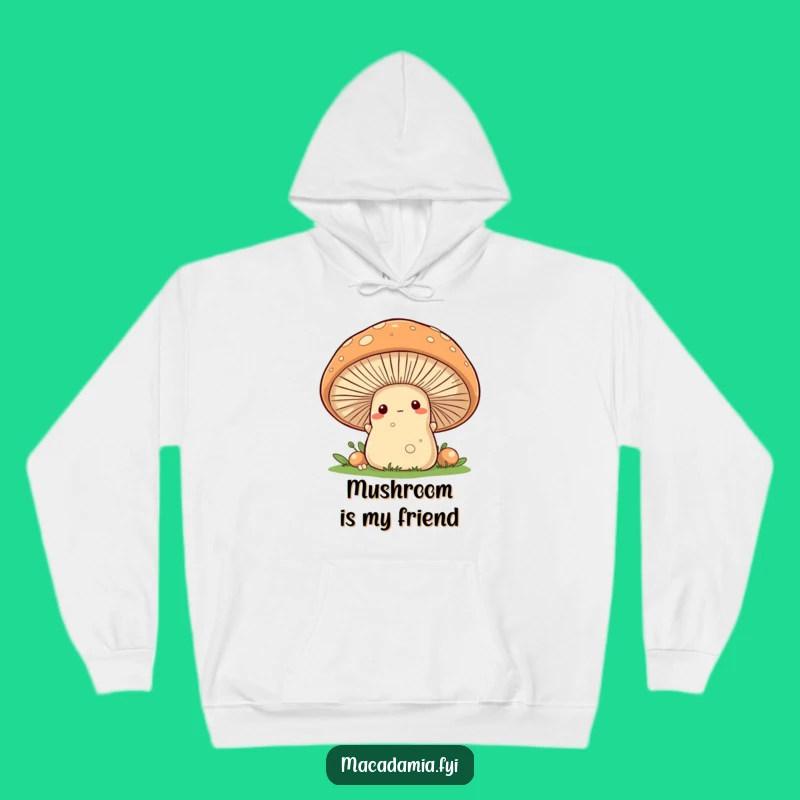 Cozy Funny Macadamia Nut Mushroom Peek Hoodie - Warm & Whimsical Gift