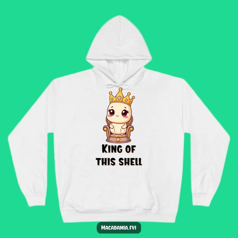 Funny Macadamia Nut King Hoodie - Cozy Regal Nut Character Sweatshirt