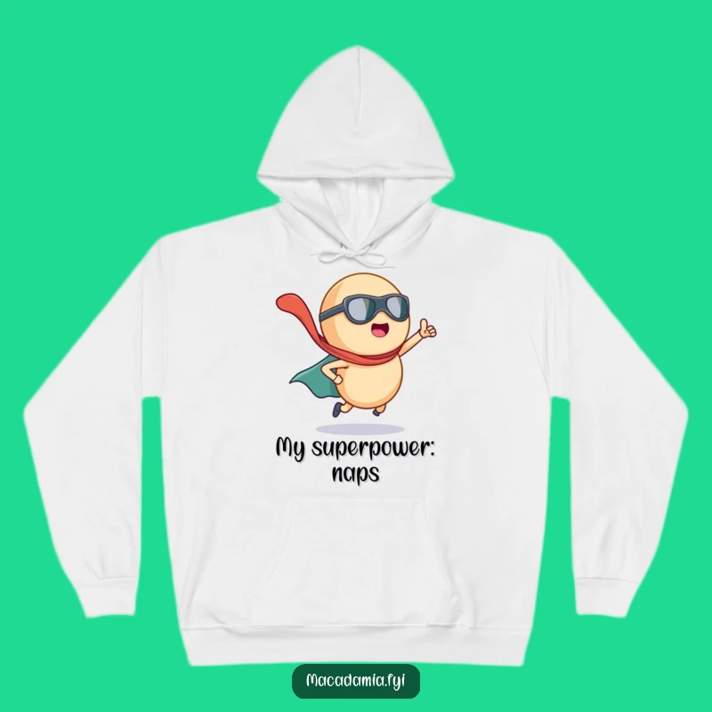 Funny Macadamia Nut Superhero Hoodie: Stay Cozy and Heroic in this Hilarious Caped Nut Sweatshirt