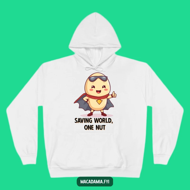 Cozy Funny Kawaii Macadamia Nut Superhero Hoodie: Your Warmest Heroic Companion