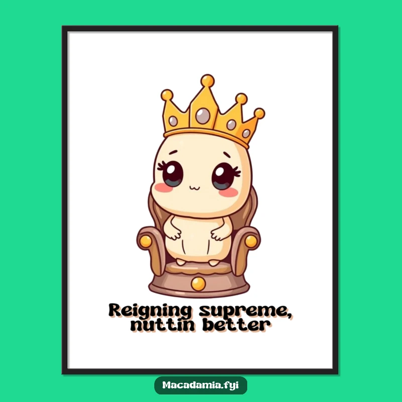 Free Printable Wall Art: Regal Macadamia Nut King Rules Your Decor with Humor