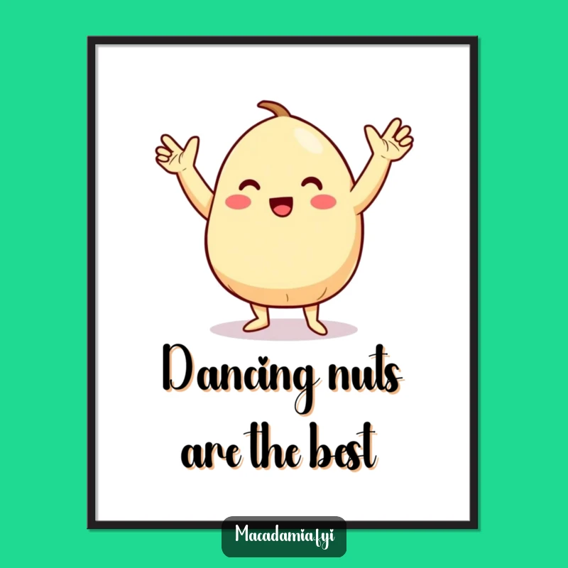 Free Printable Wall Art: Silly Dancing Nut Character, Funny Downloadable Decor