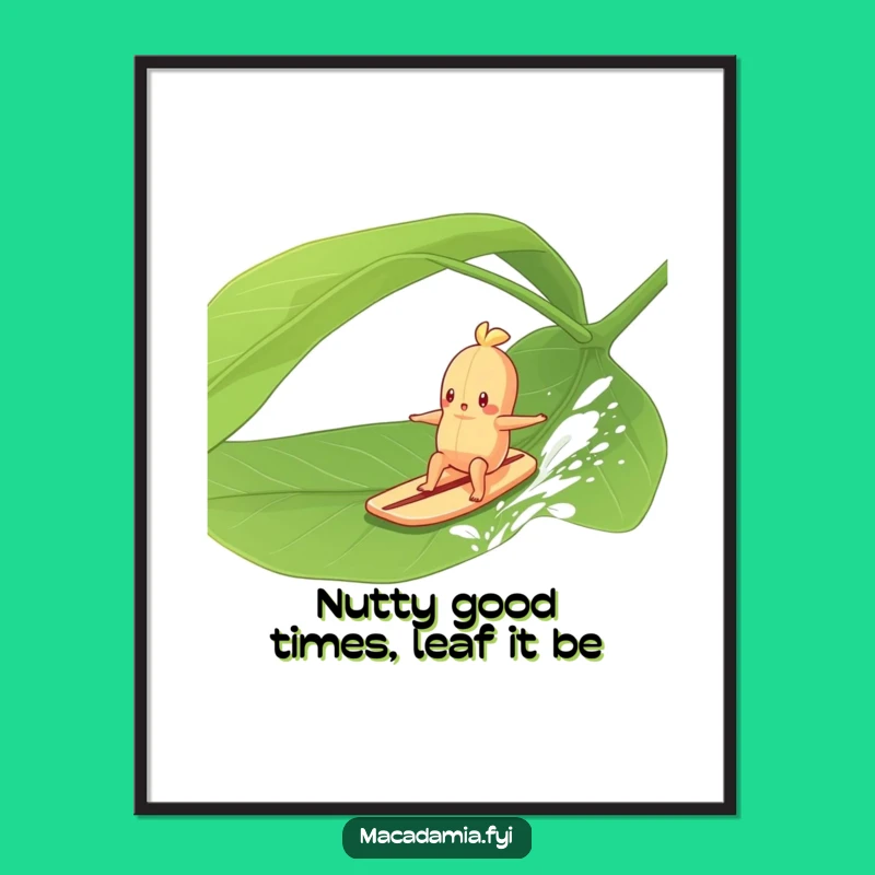 Free Printable Wall Art: Surfing Macadamia Nut Humor Downloadable Art