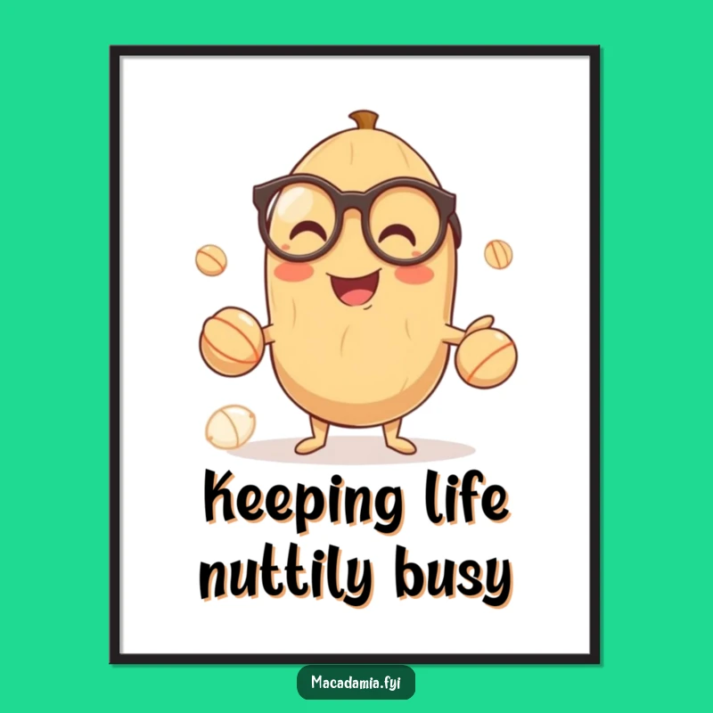 Funny Free Printable Wall Art: Juggling Nut Character, Hilarious Downloadable Decor for Your Space