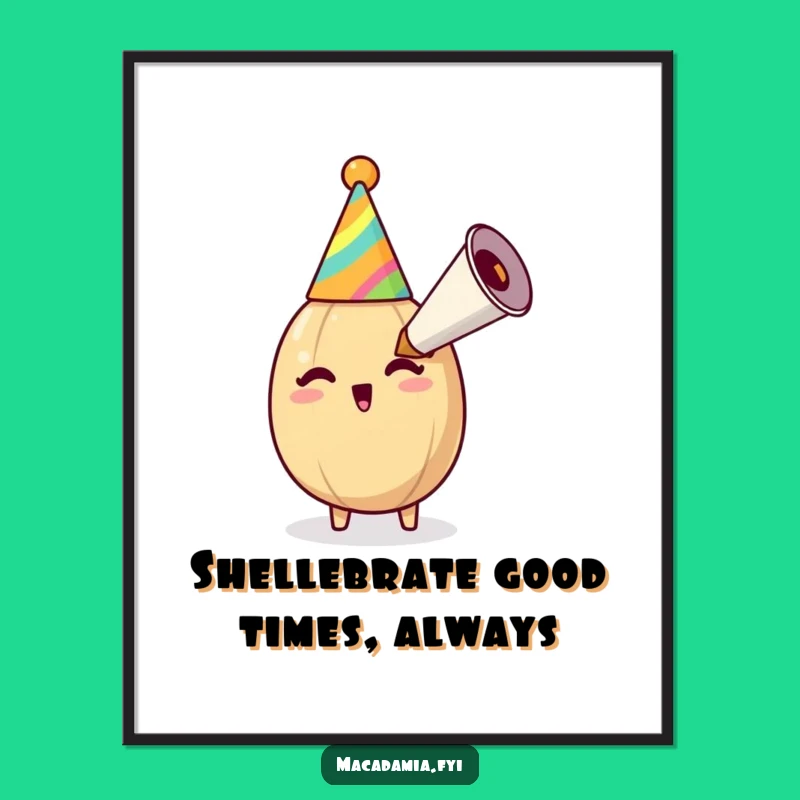 Funny Free Printable Wall Art: Macadamia Nut Party Horn Celebration, Downloadable Decor