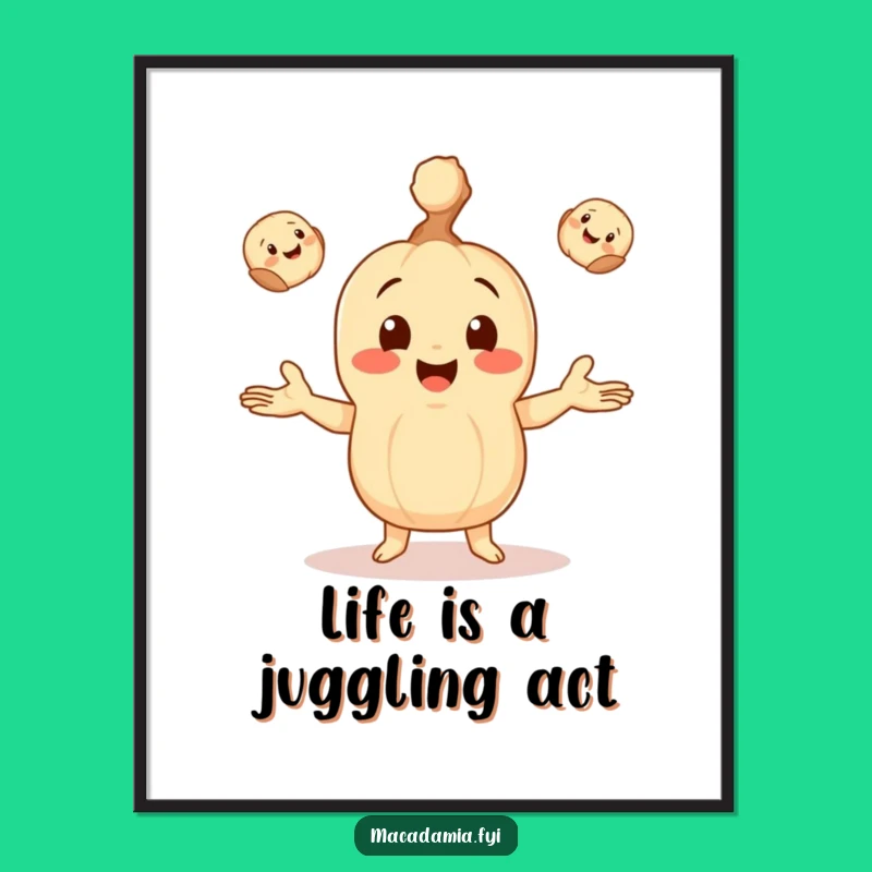 Free Printable Wall Art: Juggling Nut - Funny Downloadable Art