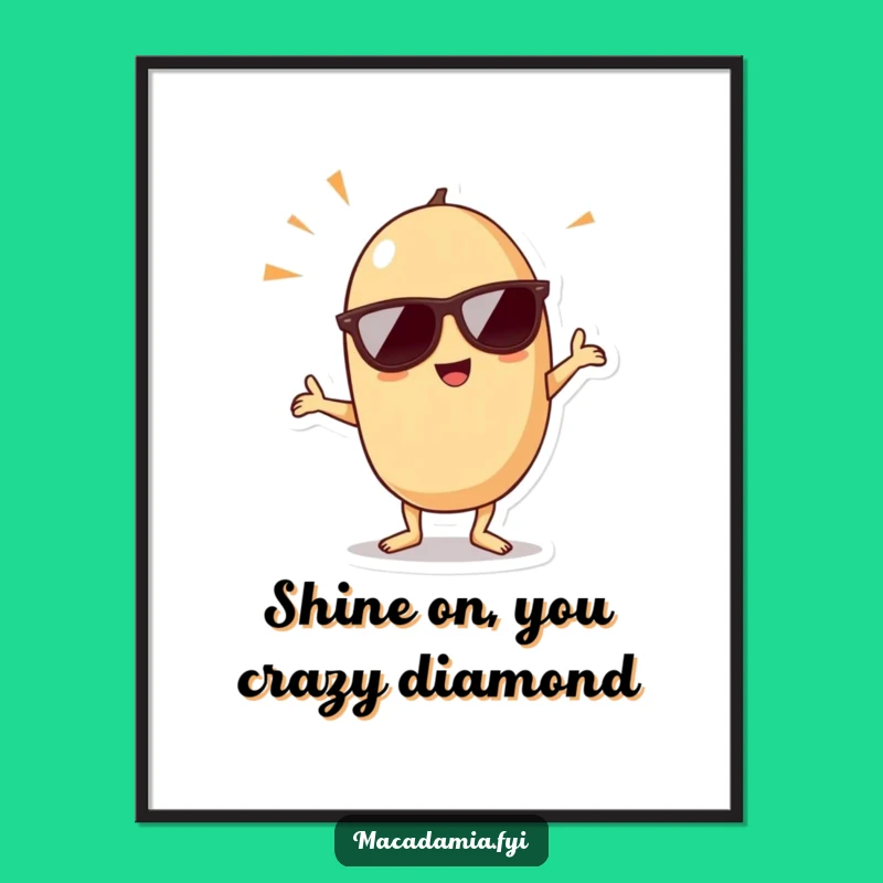 Funny Free Printable Wall Art: Kawaii Nut Dancing Cool Sunglasses Decor