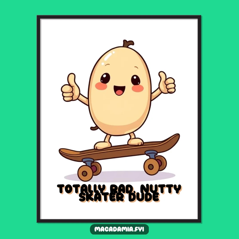 Free Printable Wall Art: Kawaii Nut Skater Cool- Funny Downloadable Decor