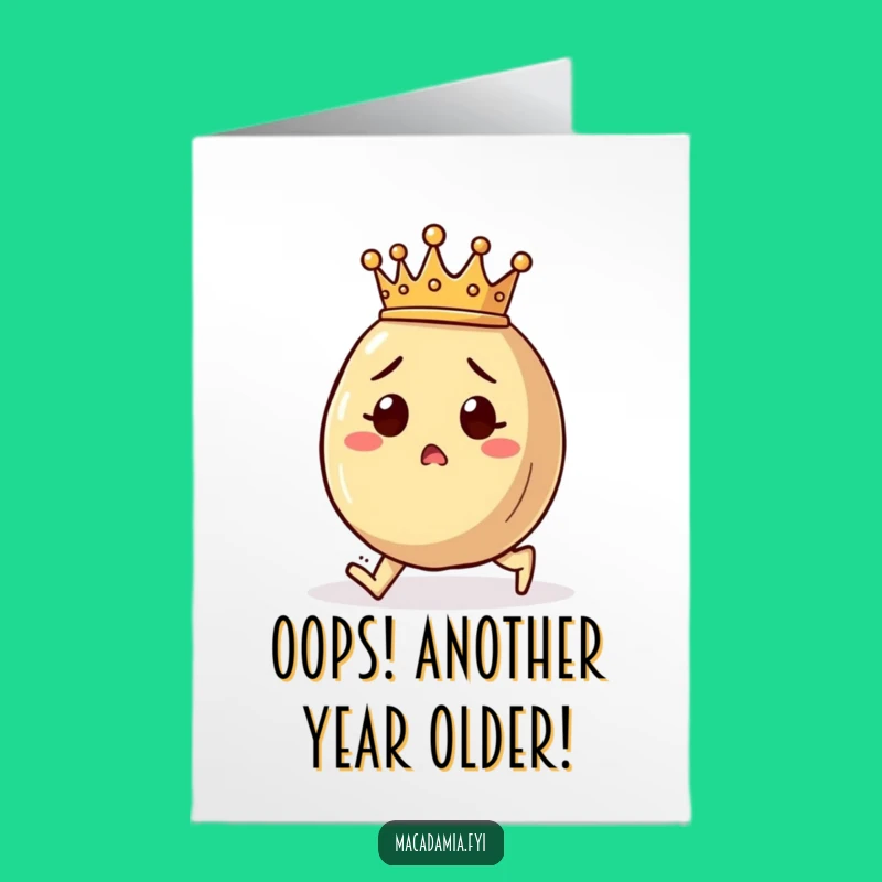 Free Printable Birthday Card: Crowned Macadamia Nut Funny Fall Surprise Gift